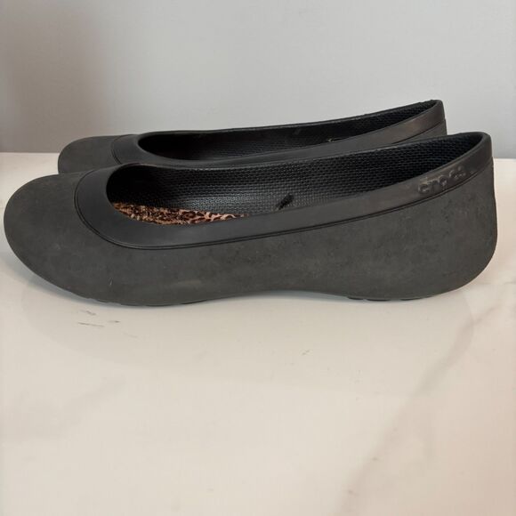 Crocs Mammoth Flats Fur Lined Slip On Casual Neutral Cheetah Charcoal Size 8 - Picture 4 of 10